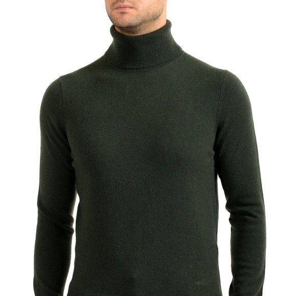Malo Optimum Men's Lizard Green 100% Cashmere Turtleneck Pullover Sweater - Picture 1 of 6